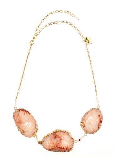 Ruby Rose Agate Crystal Trine Necklace