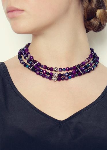 Amethyst & Blue Quartz Gemstone Collar