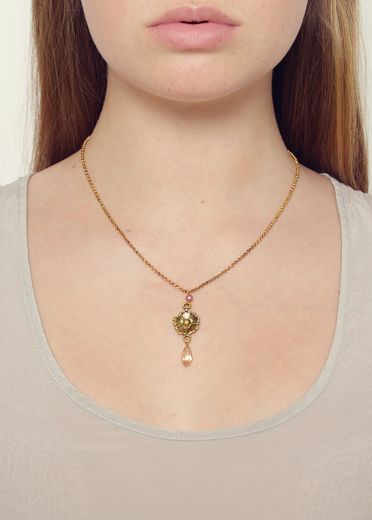 Sahara Peach Agate Rose Necklace