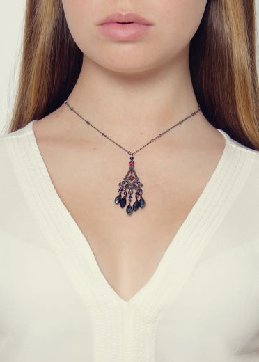 Midnight Agate Art Deco Necklace