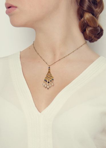 Misty Agate Art Deco Necklace