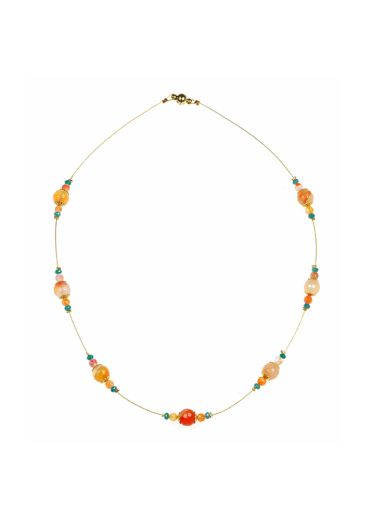 Peach Blossom Agate Strand Necklace