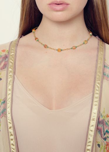 Peach Blossom Agate Chain Necklace