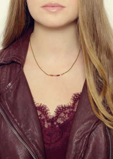 Ruby Rainbow Agate Bar Necklace