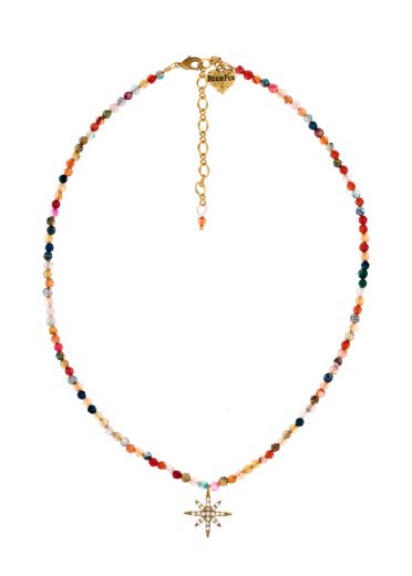 Ruby Rainbow Agate Star Necklace