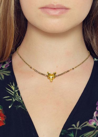 Pyrite Fox Bar Necklace