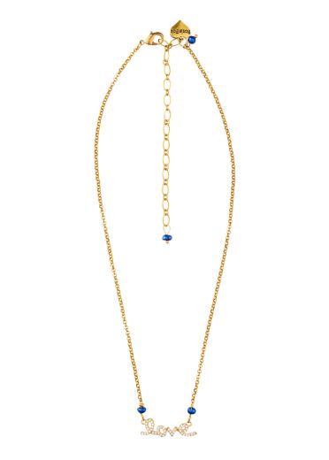 Cobalt Blue Pearl Love Chain Necklace