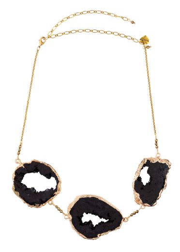 Pyrite & Agate Crystal Trine Necklace