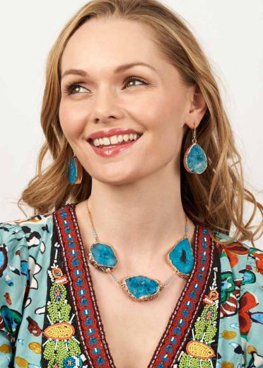 Sky Agate Crystal Trine Necklace