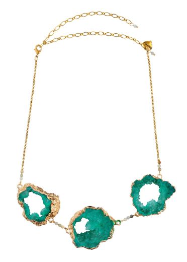 Amazonite & Agate Crystal Trine Necklace