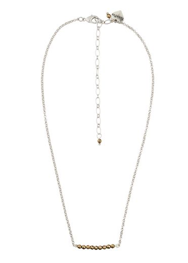 Pyrite Silver Chain Bar Necklace