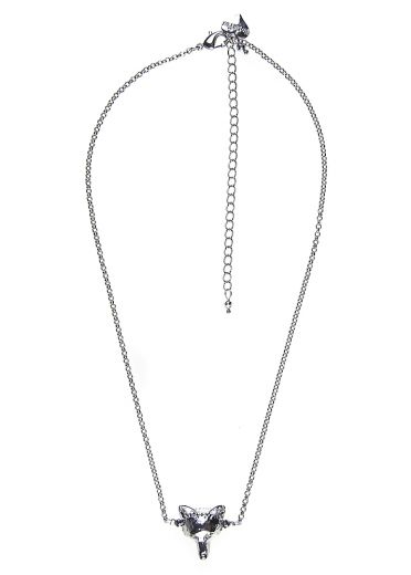 Silver Hematite Fox Chain Necklace				