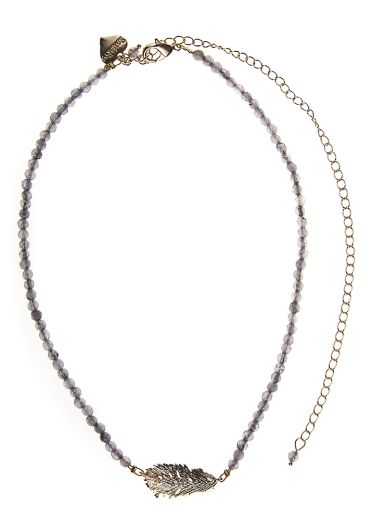 Dove Agate Lucky Feather Necklace				