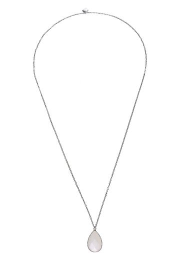 Silver Long Agate Necklace				