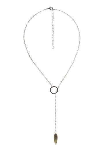 Labradorite Point Gemstone Lariat Necklace