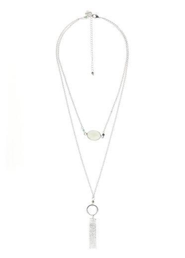 African Pine Gemstone Layer Tassel Necklace