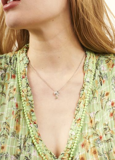 African Pine Silver Rose Chain Necklace