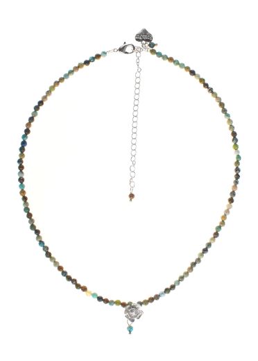 African Pine Silver Rose Necklace