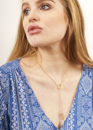 Citrine Gemstone Point Lariat Necklace