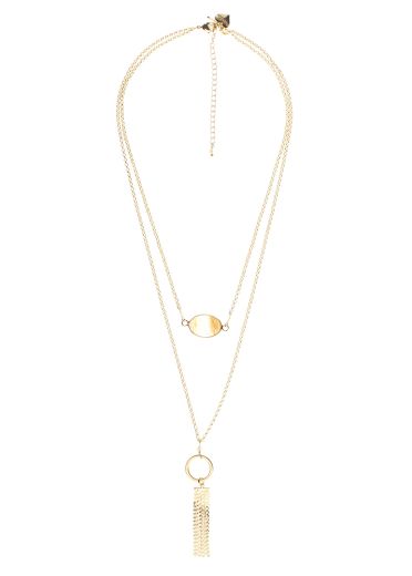 Citrine Gold Layer Tassel Necklace