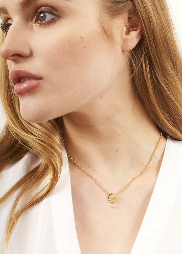 Aqua Agate Gold Rose Chain Necklace