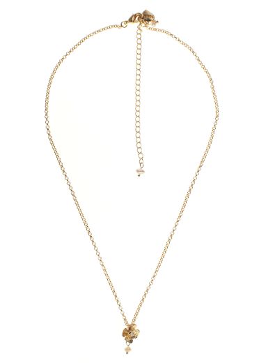 Gold Pearl Rose Chain Necklace