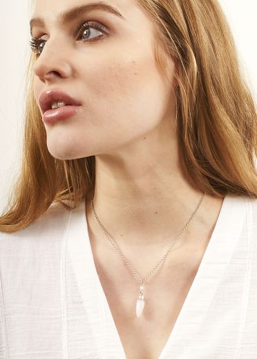 Rock Quartz Point Gemstone Necklace