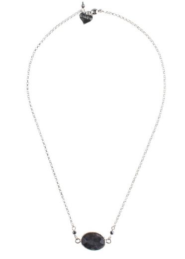 Pewter Gemstone Chain Necklace