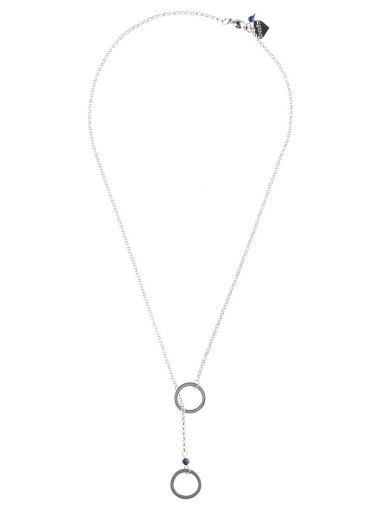 Silver Navy Empowerment Circle Lariat Necklace