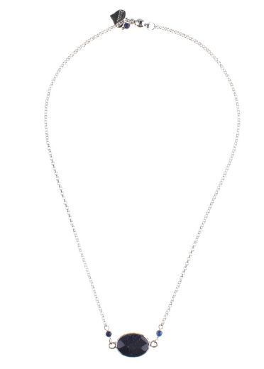 Silver Navy Gemstone Chain Necklace