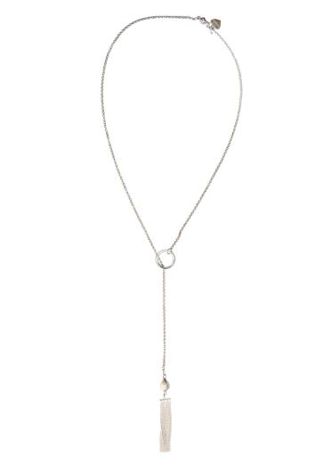 Silver & Freshwater Pearl Lariat Tassel necklace
