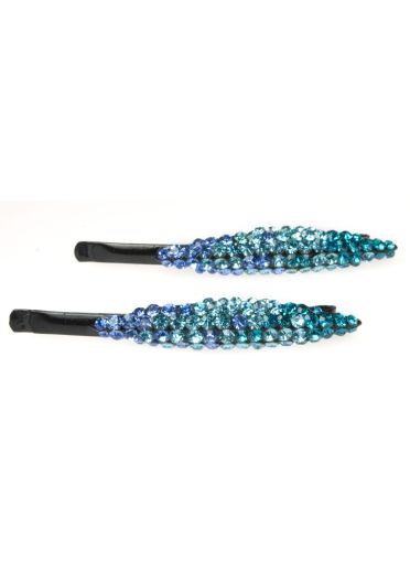 Aqua Crystal Hair Slides