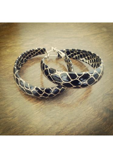 Black and Gold Hoop Earrings