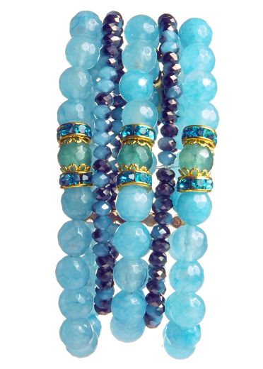 Blue Jade & Crystal Cuff