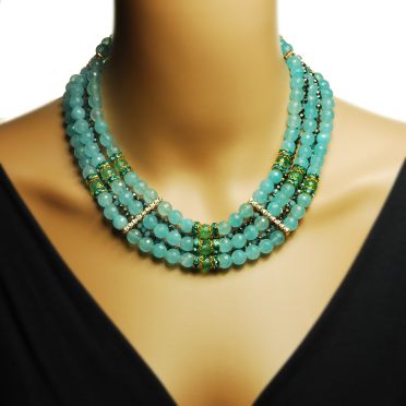 Blue Jade Crystal Collar Necklace