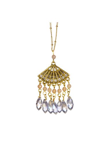 Dove Crystal Agate Vintage Fan Necklace