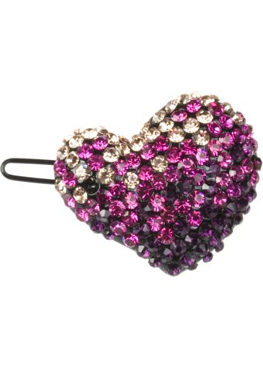 Fuchsia Crystal Heart Hair Grip
