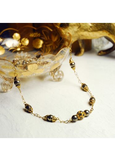 Gold Pyrite Gemstone Chain Necklace