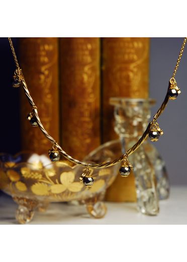 Gold Pyrite Gemstone Star Necklace