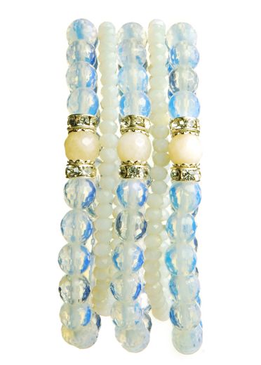 Iridescent Opal & Crystal Cuff