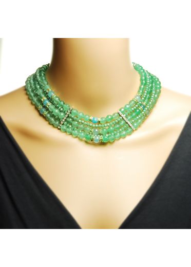 Jade & Crystal Collar Necklace