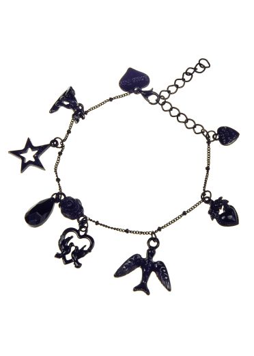 Jet Chain Charm Bracelet