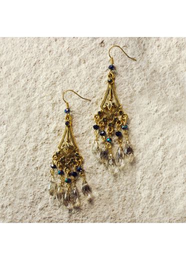 Misty Agate Art Deco Earrings