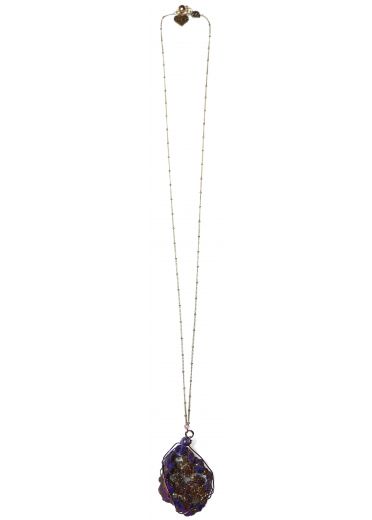 Purple Quartz Rock Necklace