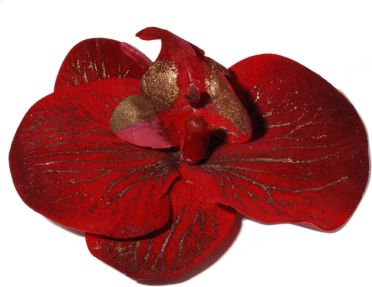 Red And Gold Orchid Hair Clip & Corsage