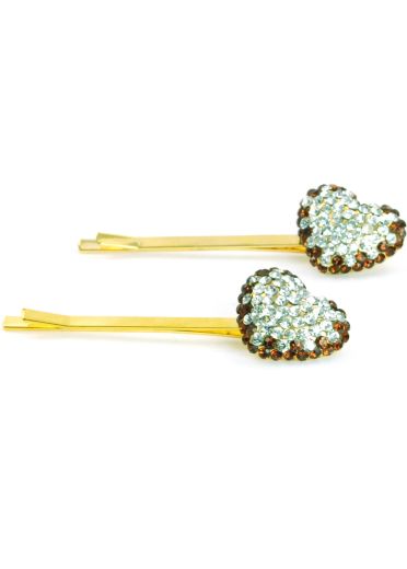 Topaz Crystal Heart Hair Slides