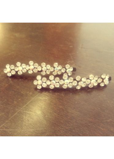 White Flower Crystal Hairslides