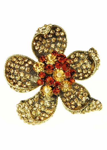 Golden Crystal Flower ring