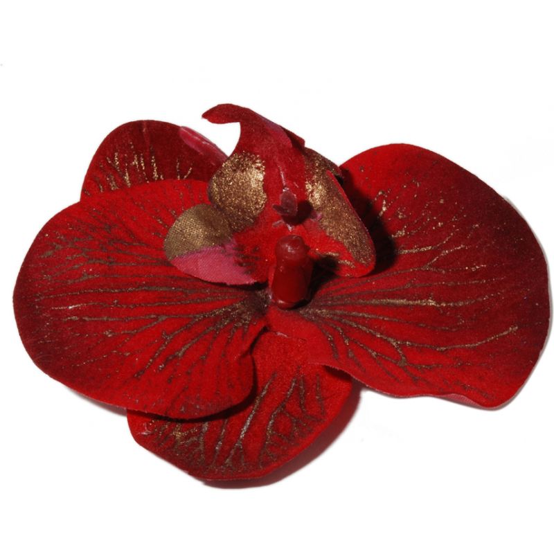 Red And Gold Orchid Hair Clip & Corsage