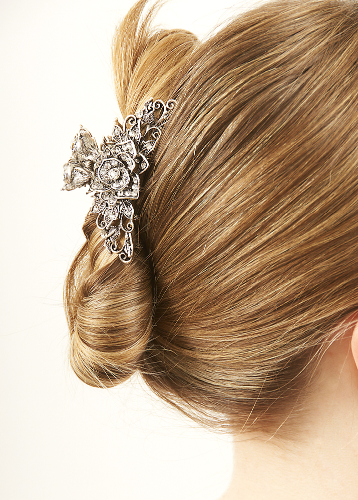 Silver Elegant Rose Jaw Clip